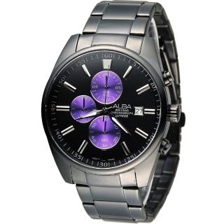 【雅柏 ALBA】簡約時尚計時腕錶 618年中慶(VD57-X059SD AM3247X1 黑x紫)