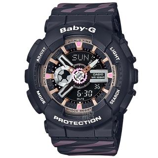 【CASIO 卡西歐】卡西歐Baby-G鬧鈴多時區雙顯錶-黑(BA-110CH-1A)