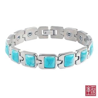 金石工坊 土耳其石 鈦鍺 黑膽磁石能量手鍊 Momo購物網