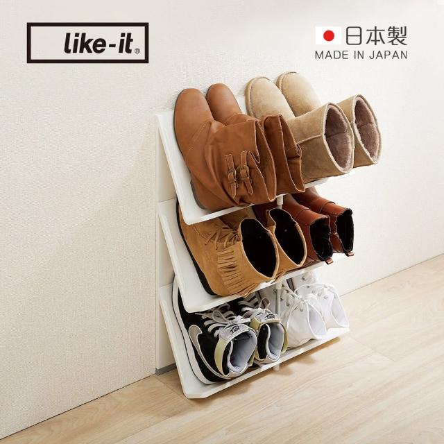 【日本like-it】可擴充斜取開放式3層鞋架/書架