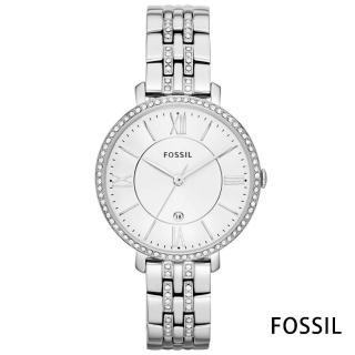 【FOSSIL】羅馬字時標水鑽腕錶-白/36mm(ES3545)