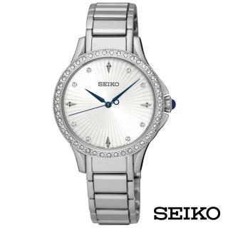 【SEIKO 精工】浪漫圓舞曲晶鑽錶圈女錶-銀白x38mm(SRZ485P1)