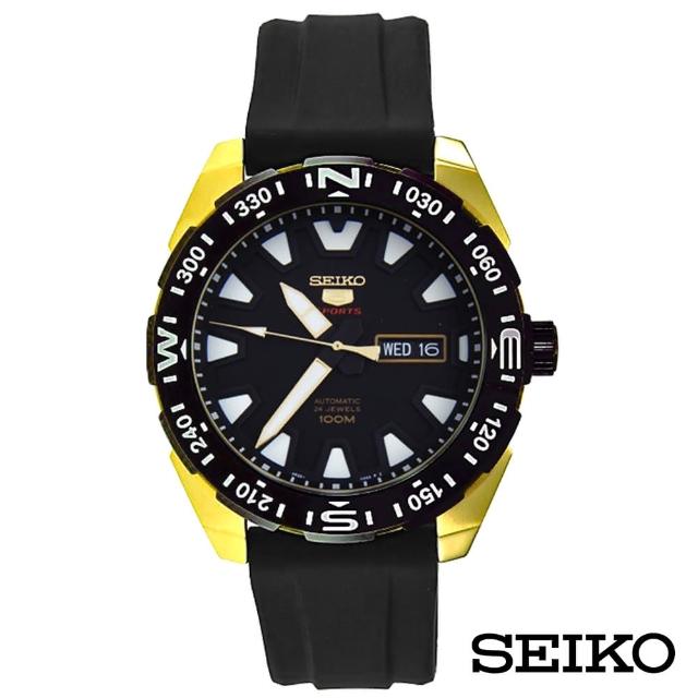 【SEIKO 精工】極限運動風5號自動機械錶-黑x45mm(SRP750K1)