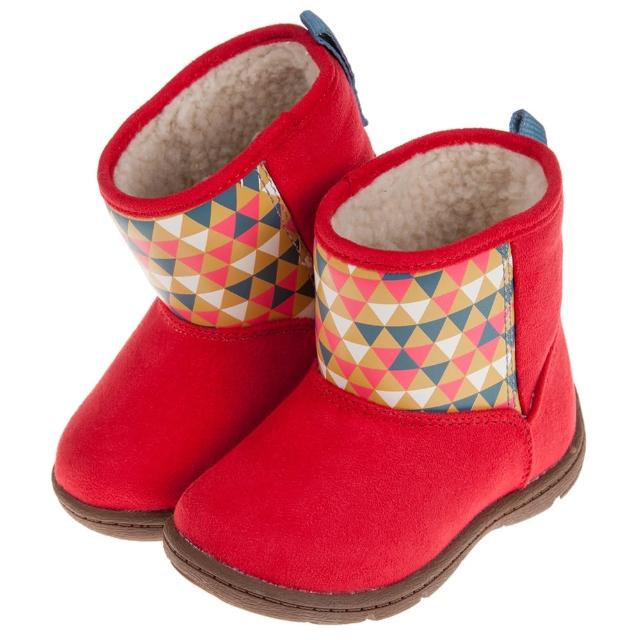 【布布童鞋】Moonstar日本童趣紅色兒童刷毛寶寶靴(I8Y052A)
