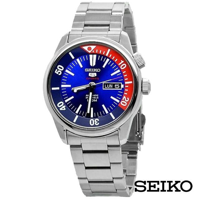 【SEIKO 精工】亮眼百事圈精工5手動機械男錶-藍+紅x42.4mm(SRPB25K1)