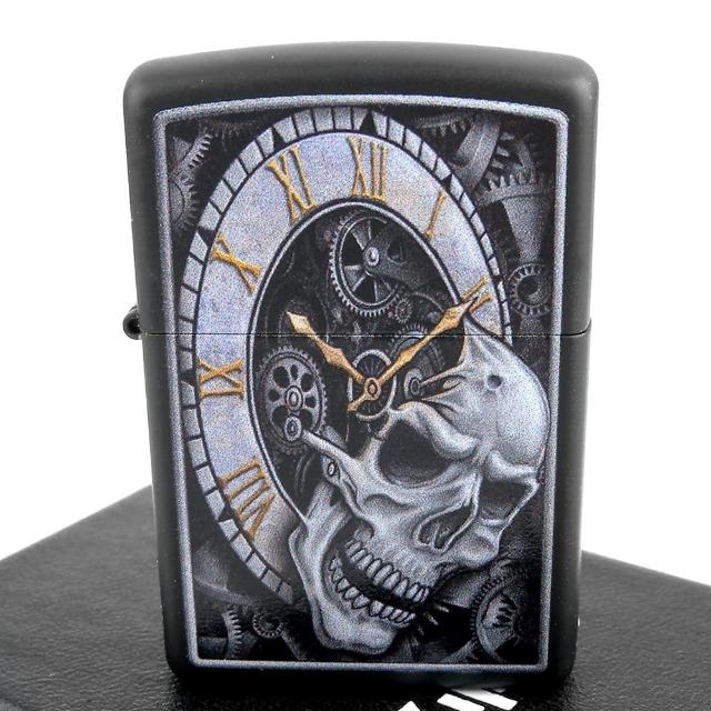 【Zippo】美系~Skull Clock-骷髏時鐘圖案設計打火機