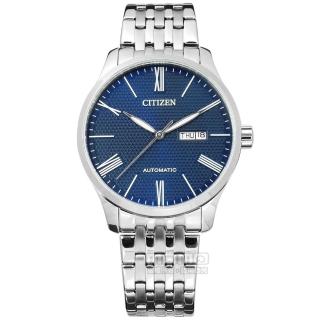 【CITIZEN 星辰】限量 機械錶 自動上鍊 礦石強化玻璃 日期星期 不鏽鋼手錶 藍色 40mm(NH8350-59L)