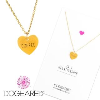 【Dogeared】手工刻字愛心金色項鍊 coffee 就愛咖啡(祈願項鍊)