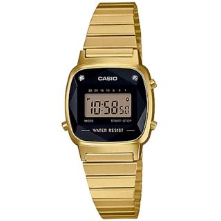 【CASIO 卡西歐】電子女錶 不鏽鋼錶帶 黑色錶面 立體多面切割玻璃(LA670WGAD-1D)