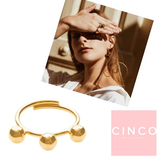 【CINCO】葡萄牙精品 CINCO Aline Ring 24K金戒指 立體三圓球戒指(925純銀鑲24K金)