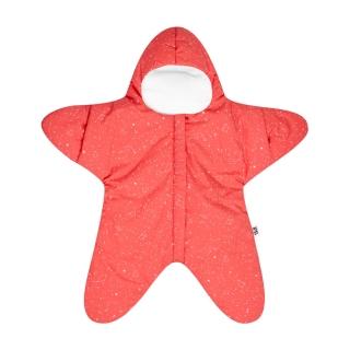 【BabyBites 鯊魚咬一口】西班牙設計 100% 純棉手工嬰兒睡袋 防踢被 包巾-星空海星 珊瑚橘(輕量版)