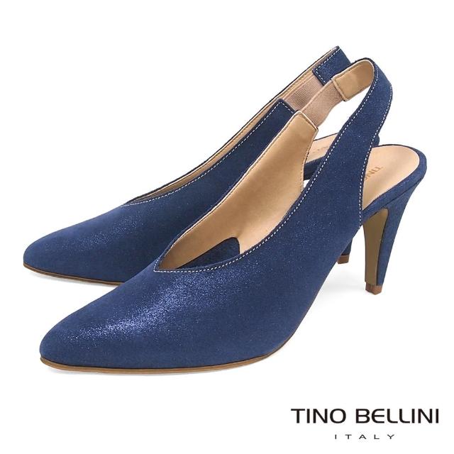 【TINO BELLINI 貝里尼】義大利進口V型深楦尖頭跟鞋A83009(藍)