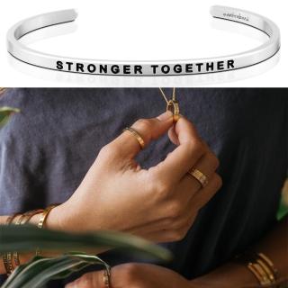 【MantraBand】美國悄悄話手環 銀色 Stronger Together 在一起會更強大(悄悄話手環)