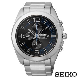 【SEIKO 精工】悍衛戰士三眼計時太陽能石英腕錶(SSC213P1)