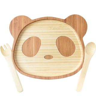 laboos 純天然吸盤竹製兒童餐具-熊貓