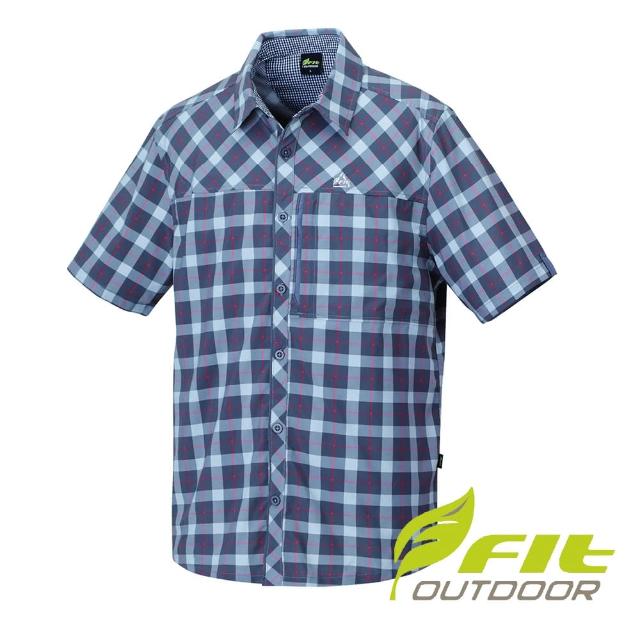 【Fit 維特】男-吸排抗UV格紋機彈襯衫-時尚灰 HS1201-73(抗UV/休閒襯衫/格紋)