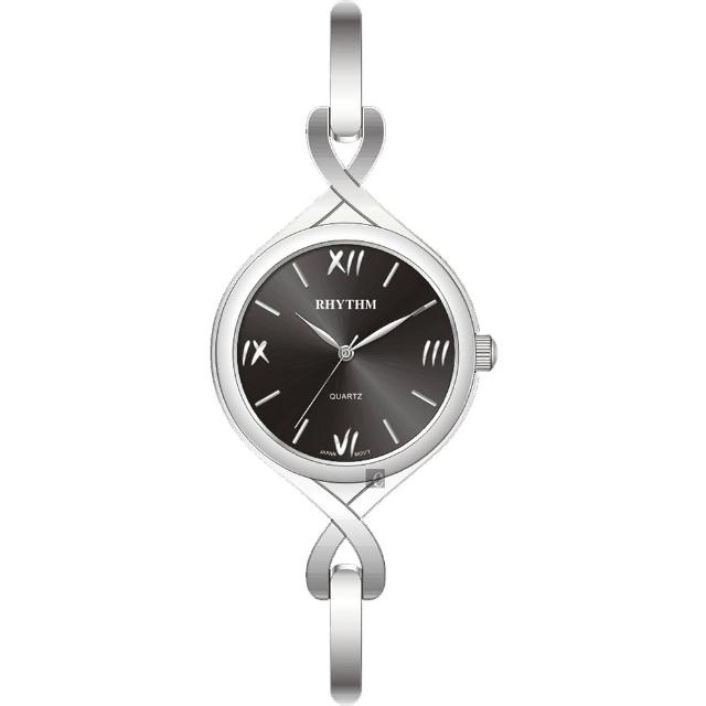 【RHYTHM 麗聲】羅馬風尚手鍊女錶-黑x銀/30mm(LE1608S02)
