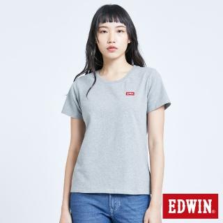 【EDWIN】女裝 第七代基本LOGO短袖T恤(麻灰色)
