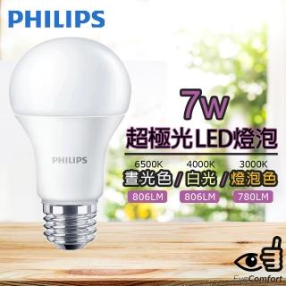 【Philips 飛利浦】超極光 7W LED燈泡-4入