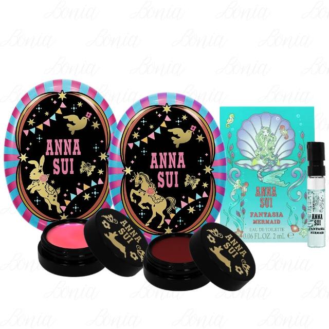 Anna Sui 安娜蘇 派對馬車限量護唇膏 小白兔橘4g 獨角獸紅4g 贈童話美人魚淡香水2ml 針管公司貨 Momo購物網