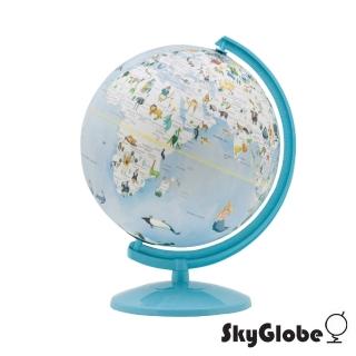 【WUZ 屋子】SkyGlobe 10吋童話動物版地球儀-淺藍(附燈/中英文版)