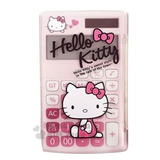 【小禮堂】Hello Kitty 迷你掀蓋式計算機《粉.側坐》12位元.事務用品
