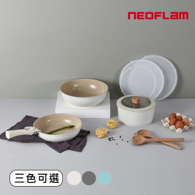 【NEOFLAM】FIKA Midas Plus陶瓷不沾3鍋7件組(IH適用/不挑爐具)