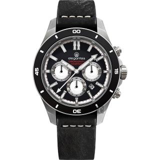 【elegantsis】JT65R 騎士系列三眼計時手錶-黑/48mm 女王節(ELJT65R-6B03LC)