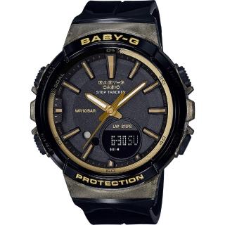 【CASIO 卡西歐】Baby-G 慢跑計步顯示手錶-黑 女王節(BGS-100GS-1A)