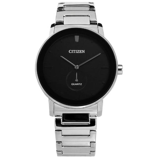 【CITIZEN 星辰】簡約時尚 礦石強化玻璃 日本機芯 不鏽鋼手錶 黑x銀 42mm(BE9180-52E)