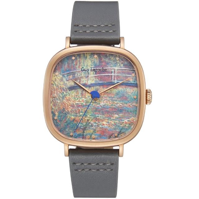 【姬龍雪Guy Laroche Timepieces】藝術系列腕錶-莫內(GA1002WPPH-02 方形x金殼)