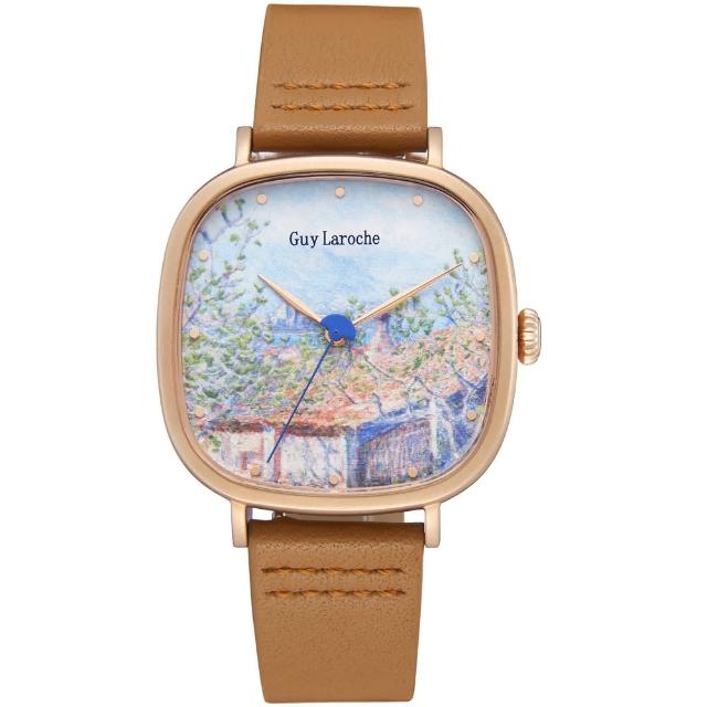 【姬龍雪Guy Laroche Timepieces】藝術系列腕錶-莫內 618年中慶(GA1002GH-02 方形x玫瑰金殼)