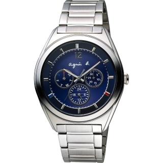 【agnes b.】Solar 驚豔巴黎太陽能日曆手錶-藍(BT5010P1)