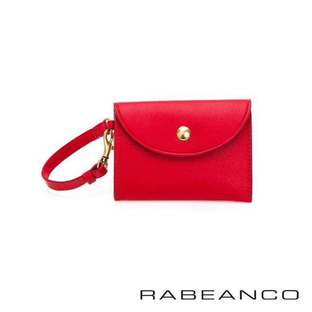 【RABEANCO】極簡牛皮卡片零錢包(紅色)