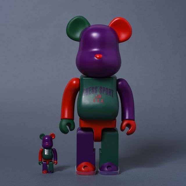 BE@RBRICK Be@rbrick 庫柏力克熊Guess Sport Logo 400%  100% 綠色玩具熊-