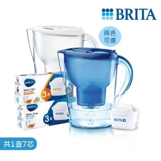 【BRITA】Marella 3.5L馬利拉濾水壺+3入全效型濾芯+3入去水垢濾芯(兩色可選/共7芯)