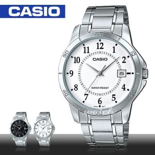 【CASIO 卡西歐】商務型錶款 不鏽鋼數字指針 石英男錶(MTP-V004D-7B)