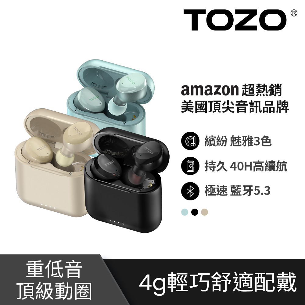 【TOZO】T6S降噪輕巧真無線藍牙耳機(專屬APP/通話降噪/無線充電/防水IPX8)