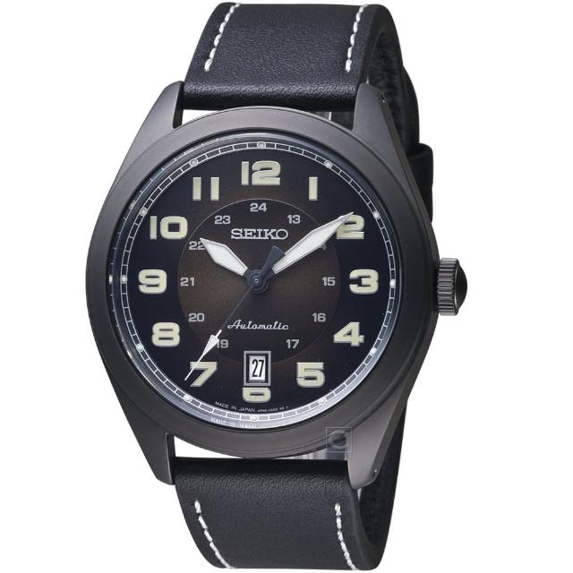 【SEIKO 精工】飛行風格時尚機械錶(4R35-02W0SD SRPC89J1 黑皮)