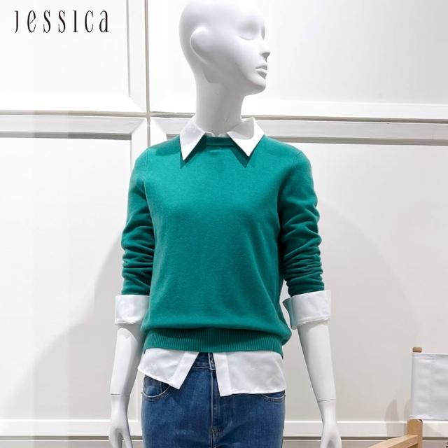JESSICA】舒適親膚羊絨羊毛簡約百搭圓領針織衫224355(綠) - momo購物 ...