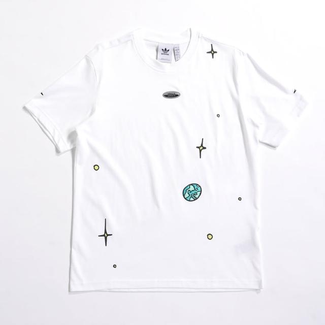 【adidas 愛迪達】Q1 Tee 三葉草 短袖上衣 短T T恤 電繡小LOGO 星球 宇宙(HC9456)