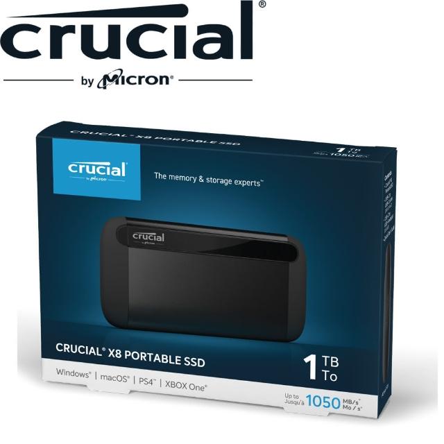 【Crucial 美光】Crucial X8 1TB 外接式SSD(USB 3.2 Gen2/Type-C