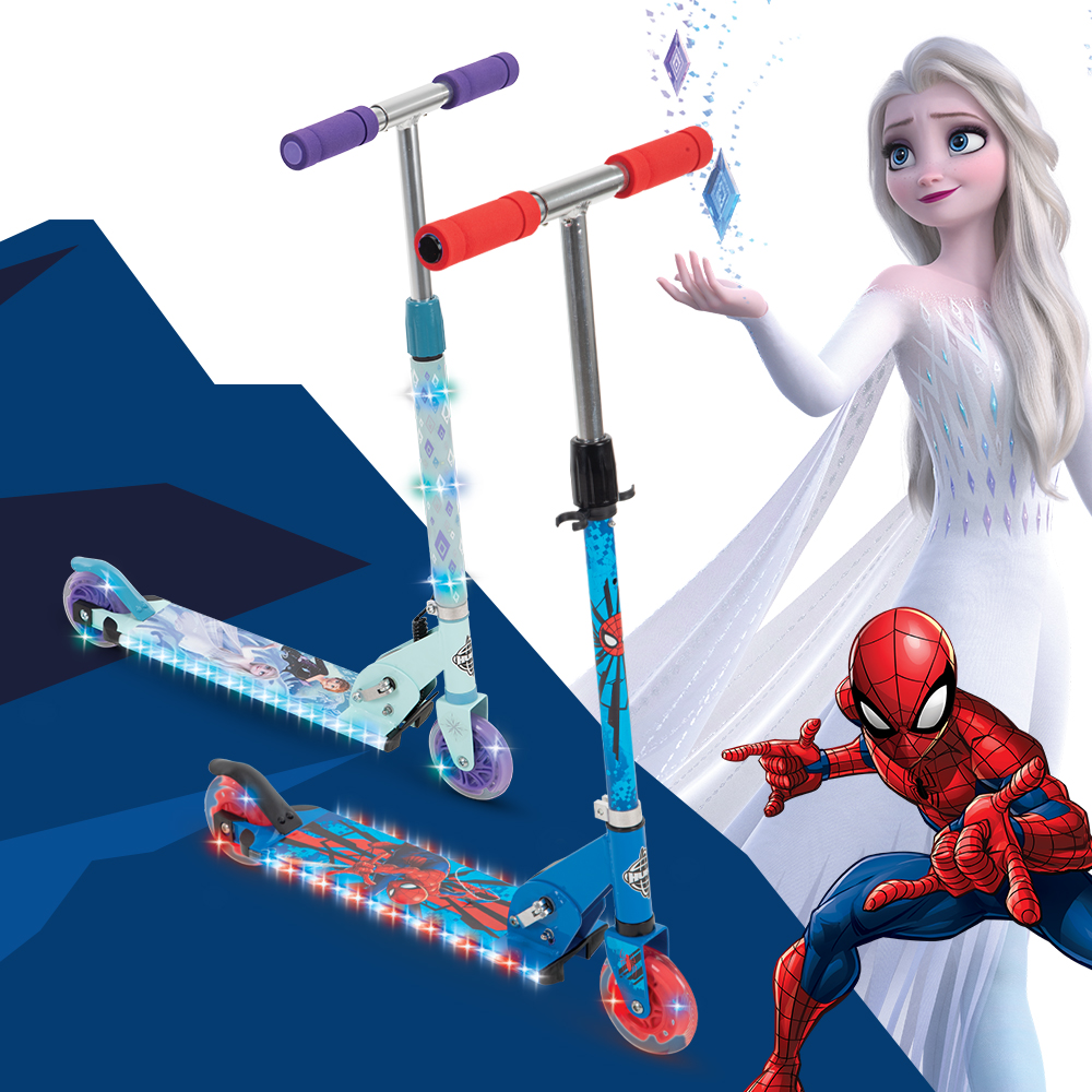 Huffy滑板車【Huffy】迪士尼正版授權發光輪折疊滑板車(蜘蛛人/冰雪奇緣)
