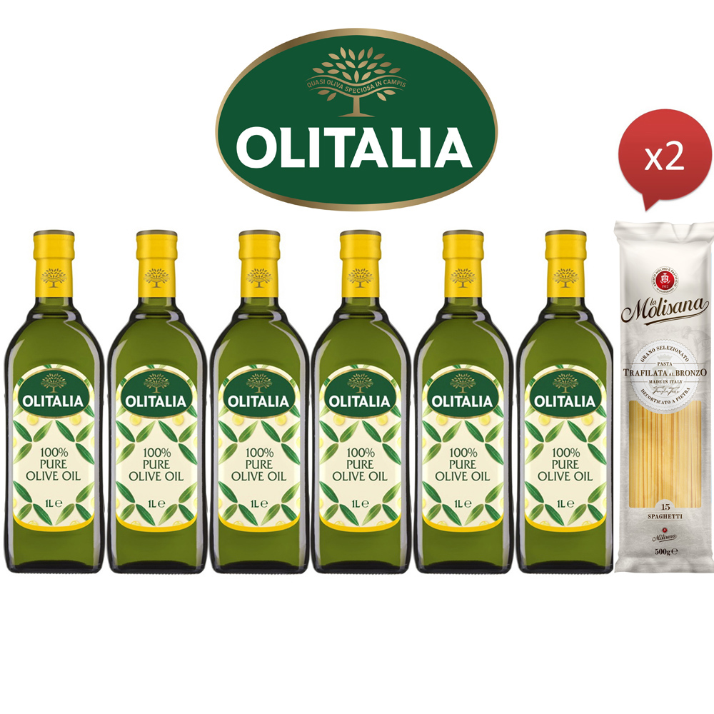 奧利塔橄欖油禮盒【Olitalia 奧利塔】超值純橄欖油禮盒組(1000mlx6瓶)