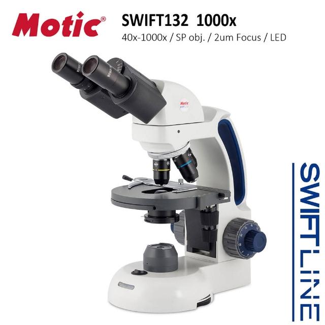 【Motic 麥克奧迪】Swift Line 速捷系列 Swift132 1000x 中型雙眼LED蓄電複式生物顯微鏡
