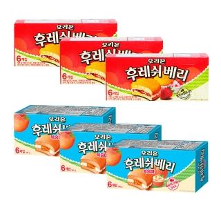 【好麗友】韓國夢幻綿密果粒草莓+水蜜桃夾心蛋糕組