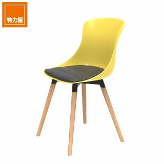 【特力屋】組合 萊特塑鋼椅 櫸木腳架40mm/黃椅背/灰座墊