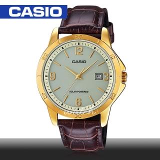 【CASIO 卡西歐】雜誌推薦款 太陽能 經濟指針型 皮革男錶(MTP-VS02GL)