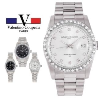 【Valentino Coupeau】晶亮圈鑽蠔式不鏽鋼殼帶男女款手錶(范倫鐵諾 古柏 VCC)