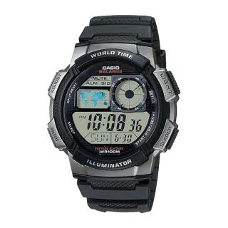 【CASIO 卡西歐】世界地圖電子錶(AE-1000W-1B)